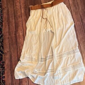 NWT No Boundaries Cream Belted Boho Skirt w/ Shorts Sz XL